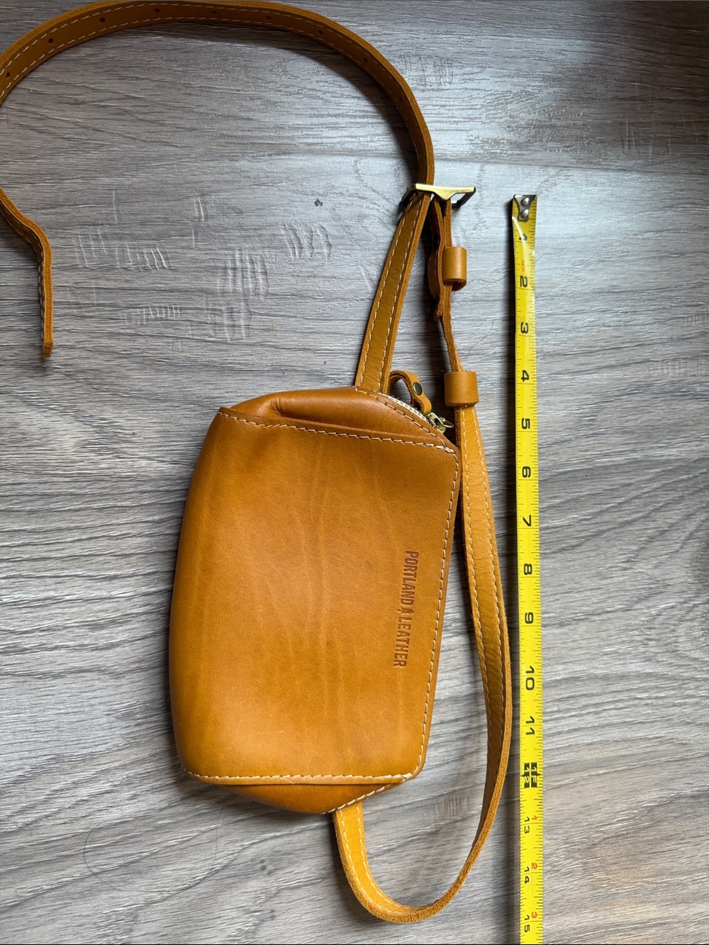 Portland Leather Cognac Crossbody waist Bag - Picture 11 of 12